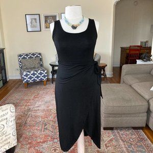 🖤 Women's Xlura Plus XXL Black Sleeveless Faux Wrap Dress